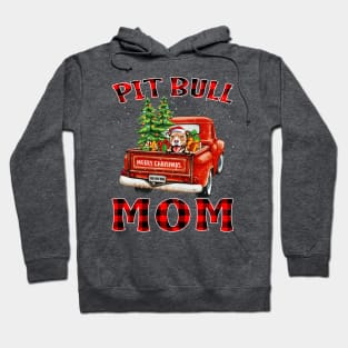 Christmas Pit Bull Mom Santa Hat Truck Tree Plaid Dog Mom Christmas Hoodie